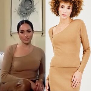 NWT Victor Glemaud ‘Slash’ Long Sleeve Knit 100% Wool Top in “Camel” Tan Size 2X